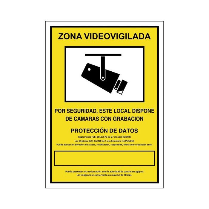 DUVER 839 Señal de Seguridad de Plástico 'Zona Videovigilada' - 297x210 mm 1