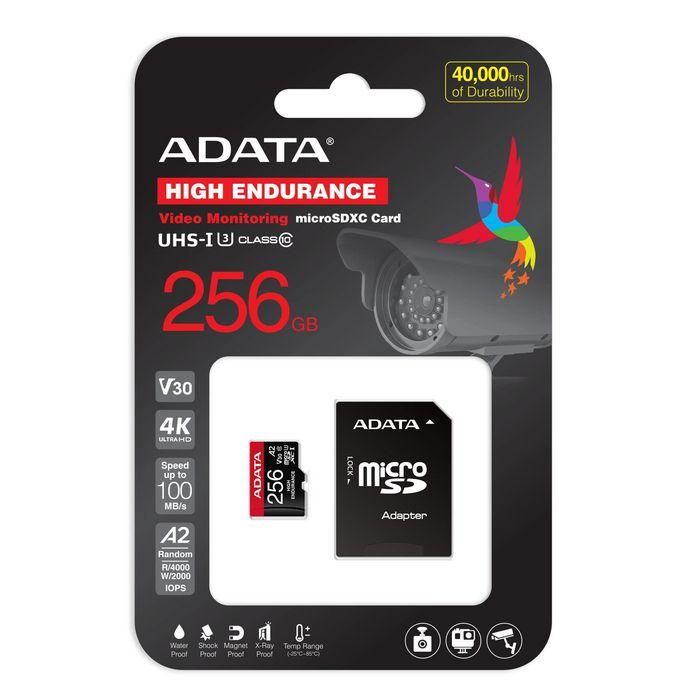 ADATA 256GB microSDXC/SDHC UHS-I U3 V30 A2, Tarjeta de Memoria de Alta Resistencia para Dashcams y Sistemas de Vigilancia, Resistente al Agua y Golpes 4