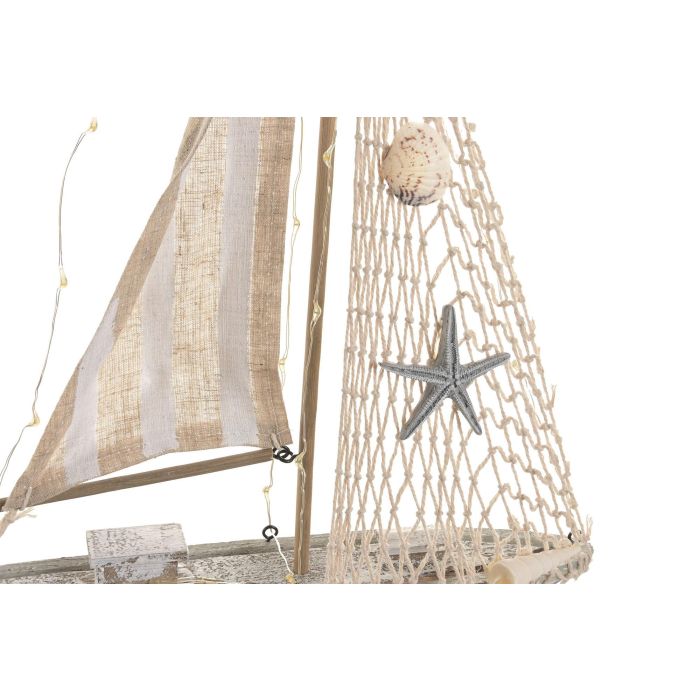 DKD Home Decor Figura Barco velero Natural LED MDF 26.5 x 5.5 x 43 cm (2 Unidades)