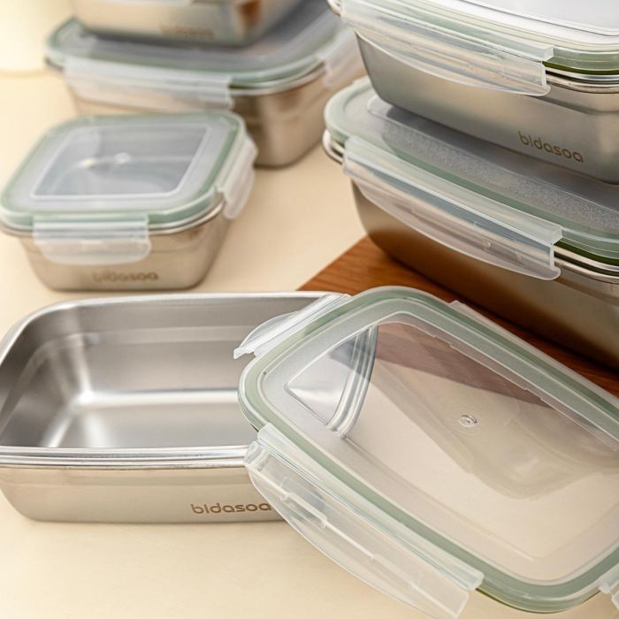 Bidasoa Recipiente Rectangular Hermético Theo Acero Inoxidable Tapa 4 Cierres 550 mL, 6 Unidades, Apto Lavavajillas 2 Bidasoa Recipiente Rectangular Hermético Theo Acero Inoxidable Tapa 4 Cierres 550 mL, 6 Unidades, Apto Lavavajillas 2