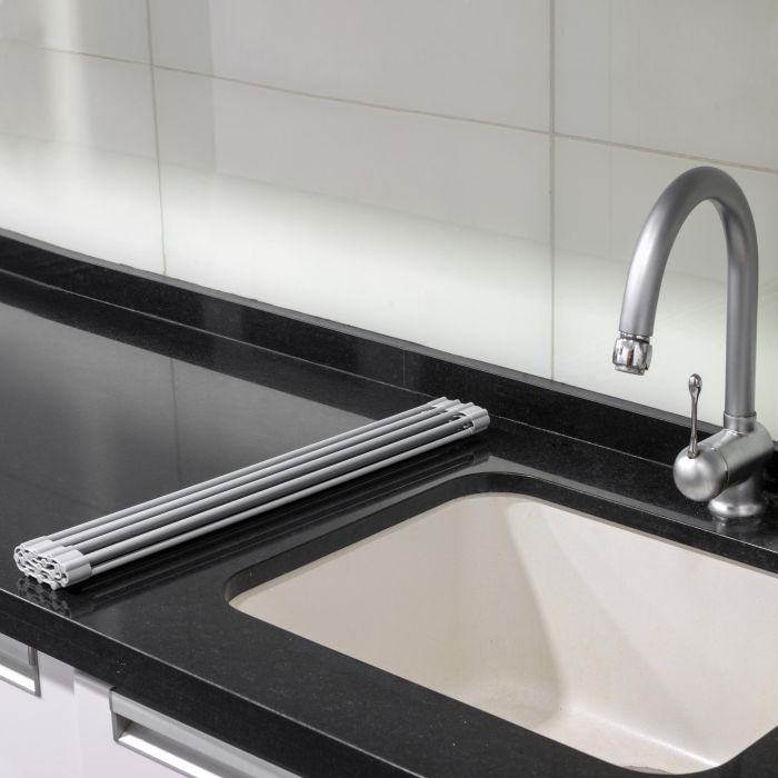 Emuca Escurreplatos flexible y enrollable de silicona, Acero y Plástico, Gris 2 Emuca Escurreplatos flexible y enrollable de silicona, Acero y Plástico, Gris 2