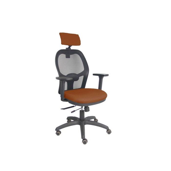 Silla Piqueras Y Crespo Jorquera Brazos 3D Y Cabecero Regulables Mecanismo Sincro Con Traslack Ruedas Parquet Respaldo De Malla Negra Y Asiento Tapizado Bali Marron