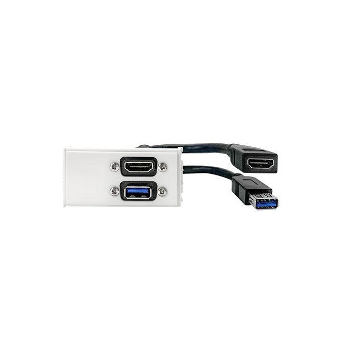 Vivolink Placa de Pared Blanca con Salida HDMI y USB 3.0 para Aulas y Salas de Reuniones