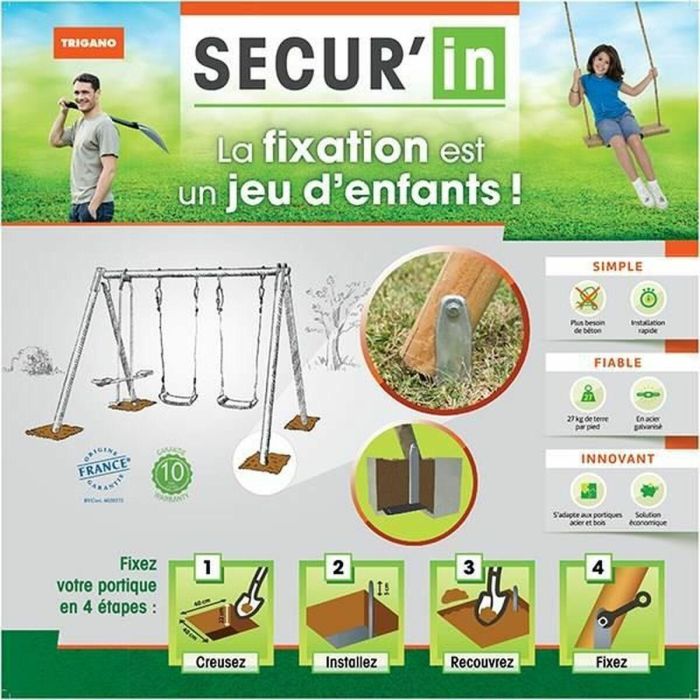 TRIGANO Kit de Fijación Secur'In para Pórtico Columpio - Anclaje sin hormigón madera o metal 1