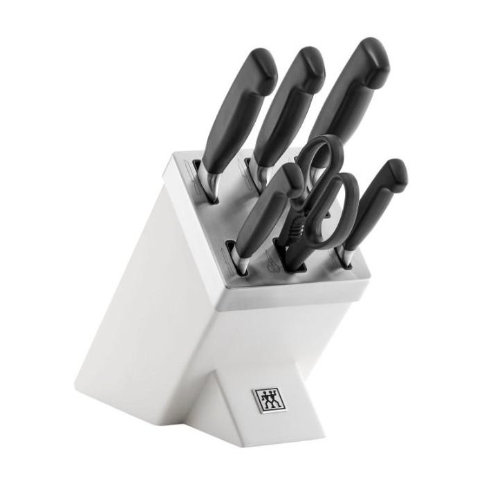 Zwilling 35148-207-0 Bloque de Cuchillos 7 Piezas, Acero Inoxidable, Mango Negro, Incluye Cuchillo Chef, Pan y Pelar