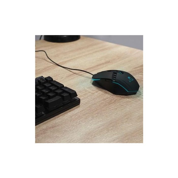 Elbe PTR-103-G Pack Teclado y Ratón Gaming con Luces LED, Teclado Mecánico 104 Teclas, Ratón 3 DPI 2
