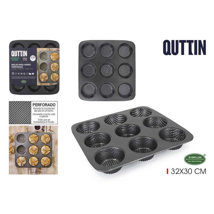 Molde para 9 Tartaletas Perforado 32x30 cm Quttin (8 Unidades) Molde para 9 Tartaletas Perforado 32x30 cm Quttin (8 Unidades)