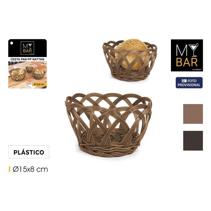 Inde Cesta para Pan Redonda de PP y Rattan de 15 cm x 8 cm 0 Inde Cesta para Pan Redonda de PP y Rattan de 15 cm x 8 cm 0