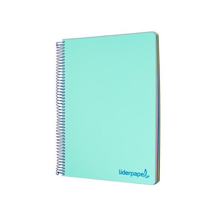 Cuaderno Espiral Liderpapel A5 Micro Wonder Tapa Plastico 120H 90 gr Cuadro 5 mm 5 Bandas 6 Taladros Color Verde 3