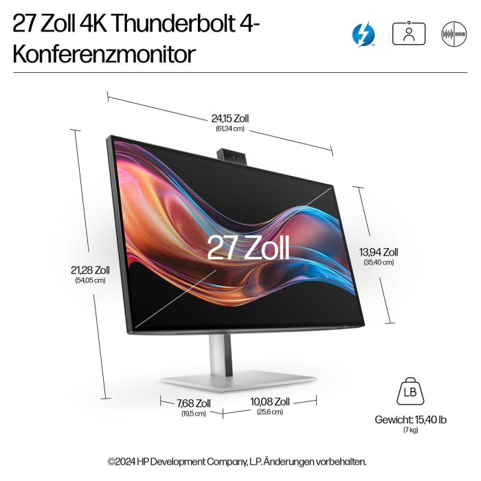 HP 727pm Monitor de Videoconferencia 4K de 27 Pulgadas IPS 3840x2160@60Hz con USB-C, DP y HDMI 7