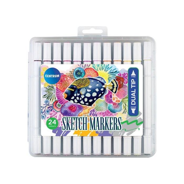 Rotulador Centrum Marker Para Bocetos Doble Punta Estuche De 24