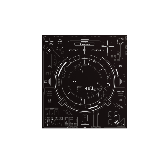 GENESIS Tellur 400 Square HUD Alfombra para Silla Antideslizante Negra y Blanca de Tela y Caucho 100x110cm