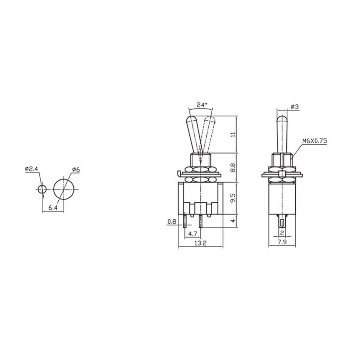 Recambio interruptor unipolar 3a metalico mini 1