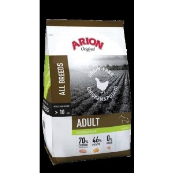 Arion O. Grain Free Adult Pollo y Patata para Perros - Alimento Seco sin Cereales con Krill 12 kg