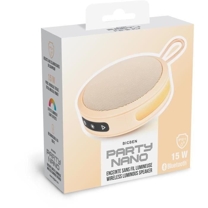 BIGBEN Party - Altavoz Bluetooth redondo con correa y efectos de luz - 15W - Naranja Pastel 4 BIGBEN Party - Altavoz Bluetooth redondo con correa y efectos de luz - 15W - Naranja Pastel 4