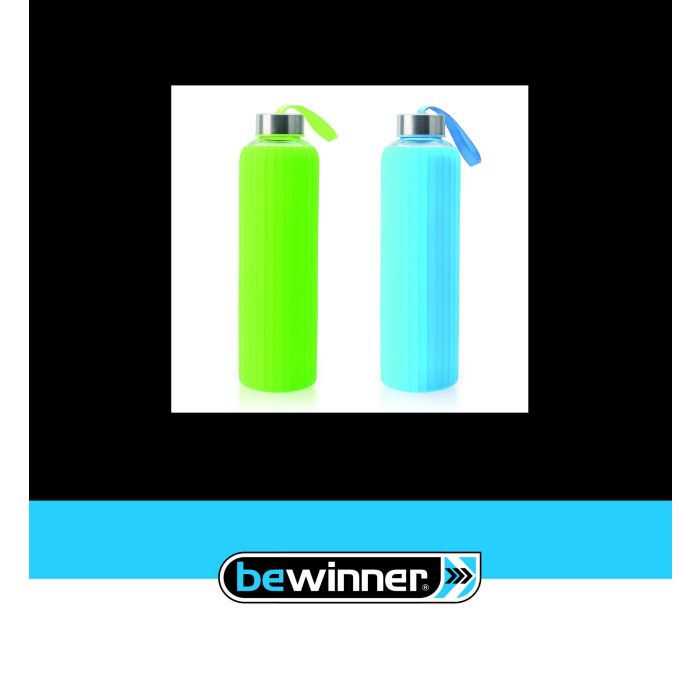 Botella de Agua de Vidrio con Silicona 600 ml - Bewinner por Inde (24 Unidades) 5 Botella de Agua de Vidrio con Silicona 600 ml - Bewinner por Inde (24 Unidades) 5