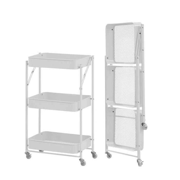 Versa Carro Plegable de Metal Blanco | Solución Compacta para Almacenamiento y Organización | 29.5x77x45 cm 2 Versa Carro Plegable de Metal Blanco | Solución Compacta para Almacenamiento y Organización | 29.5x77x45 cm 2