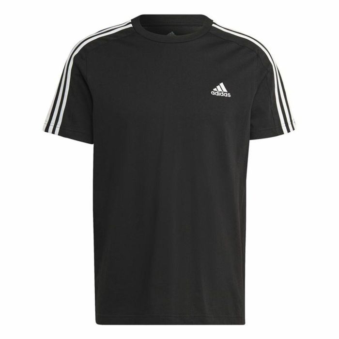 Camiseta de Manga Corta Hombre Adidas Essentials Single 3 Bandas Negro 10