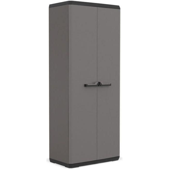 Kis Armario de Almacenamiento Alto Più con Cerradura, 3 Estantes Ajustables, Gris Antracita y Negro - 68x39x166 cm Kis Armario de Almacenamiento Alto Più con Cerradura, 3 Estantes Ajustables, Gris Antracita y Negro - 68x39x166 cm