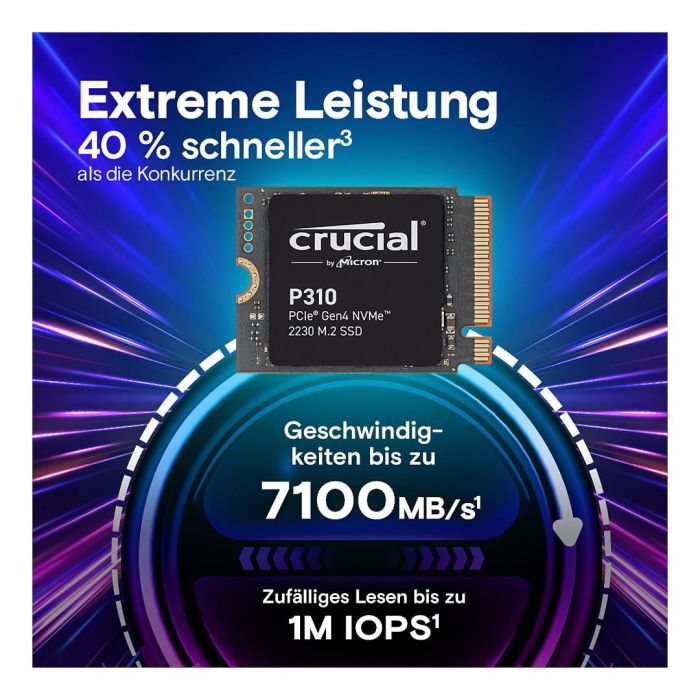 Crucial P310 1TB SSD M.2 NVMe PCIe Gen4 2230 Lectura 7100MB/s Escritura 6000MB/s 1