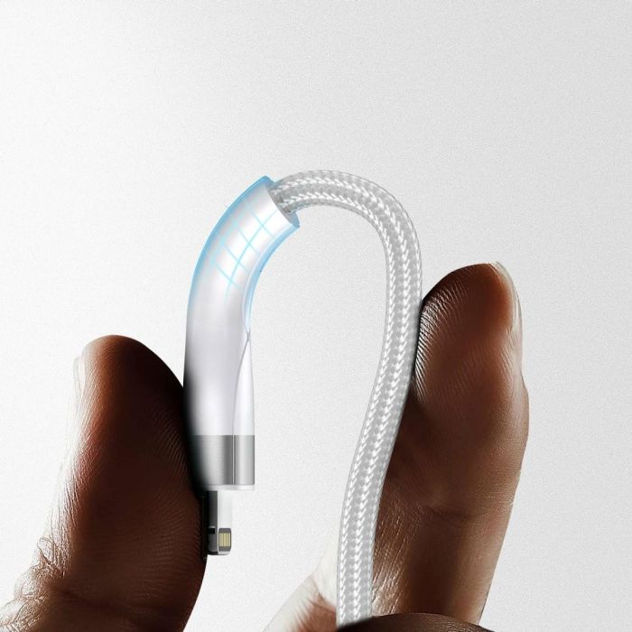 4smarts 541024 Cable Multi-Carga 4in2 USB-A/C a USB-C/Micro USB/Lightning Trenzado 1.2m Blanco 15W 4