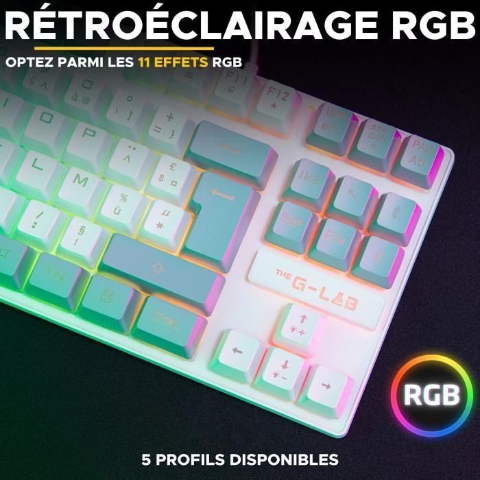 Teclado para juegos - The G-Lab - KEYZ CAESIUM - RGB - Blanco y gris - TKL 1 Teclado para juegos - The G-Lab - KEYZ CAESIUM - RGB - Blanco y gris - TKL 1