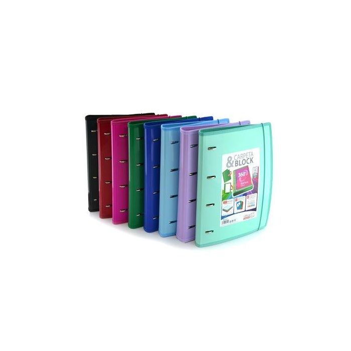 Carpebloc Office Box A4 4An.32 Mm Mixtas Automaticas, 100Hj.90Gr.Cuadric.5X5 Cierre De Goma 10 Separadores Extra Rigidos Con Indicadores Y Bolsillo Colores Surtidos Color Line (Set de 12)