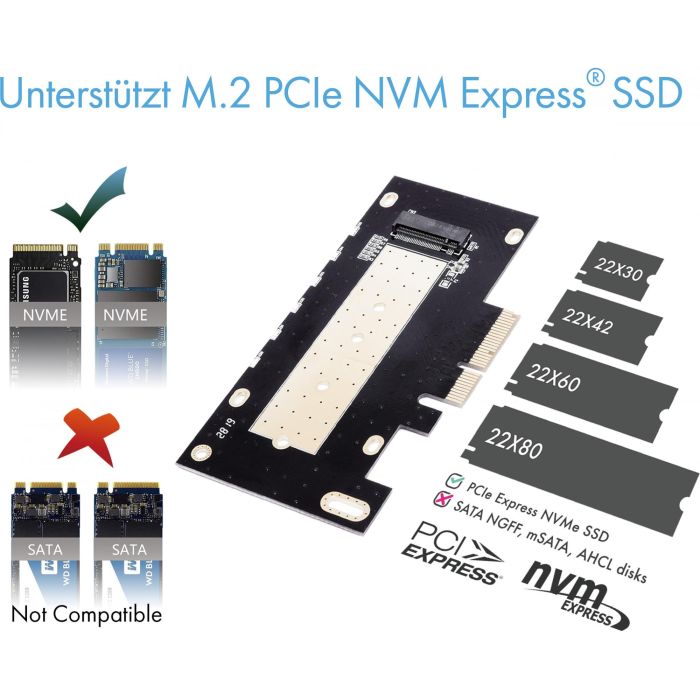PCI Express Card (x4) > 1x M.2 NVME 2280/2260/2242 mit Kühlkörper RaidSonic 3
