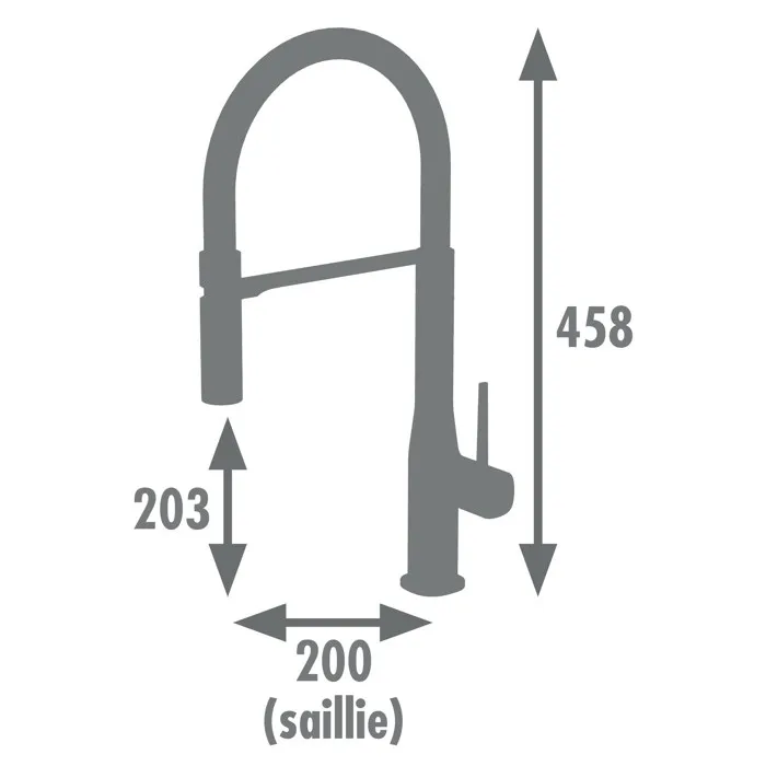 ROUSSEAU Grifo de Cocina Mezclador Køben con Ducha de Mano - Cromo Gris y Negro - Mecanismo Cartucho Cerámica Ø35mm - Cuerpo Latón - Acabado Moderno - 5 Años Garantía 1