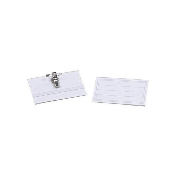 Funda Distintivo Iberplas Apaisada Con Pinza+Imperdible 54X87Mm Paquete De 50