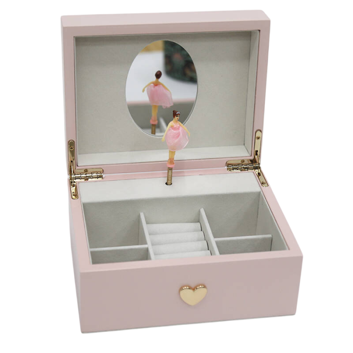 DKD Home Decor Joyero Romantico Rosa Madera con Espejo Musical 14 x 9.5 x 18 cm