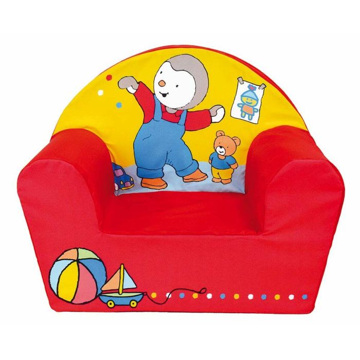 Fun House Sillón club infantil T'CHOUPI, de espuma ligera y portátil, con funda lavable a máquina y dimensiones 42x52x33 cm