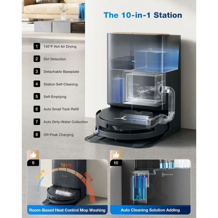 Ecovacs DEEBOT X9 PRO OMNI Aspiradora Robot - 16600 Pa - Tecnología BLAST - Autolimpieza Instantánea 8