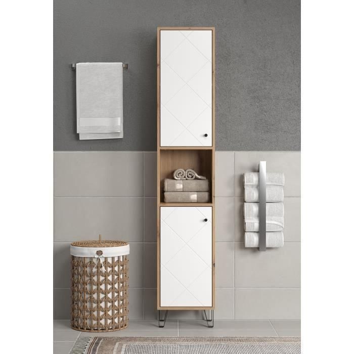 Armario alto con dos puertas - TRENDTEAM - Serie Touch - Blanco/Marrón - 36 cm de largo 4 Armario alto con dos puertas - TRENDTEAM - Serie Touch - Blanco/Marrón - 36 cm de largo 4
