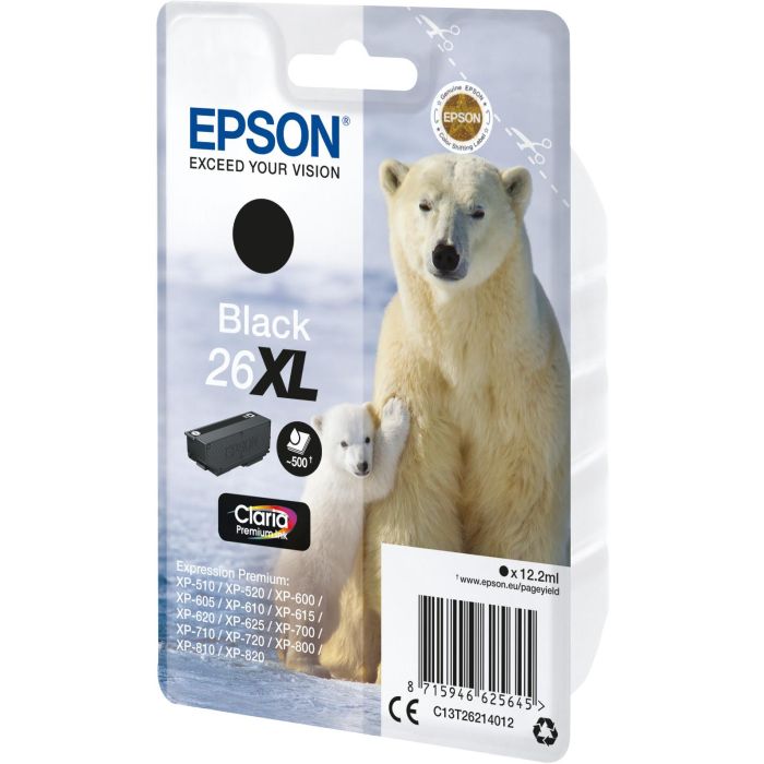 Epson Cartucho T2621 26XL Negro Alto Rendimiento Original 500 Páginas 12,2ml 1