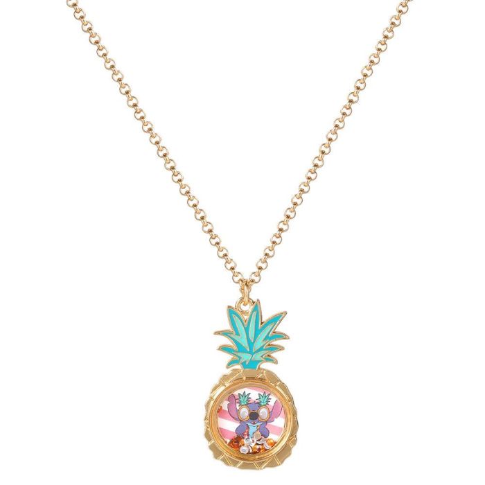 Disney Colgante Piña Stitch Esmaltada en Oro con Piedras Flotantes y Cadena Disney Colgante Piña Stitch Esmaltada en Oro con Piedras Flotantes y Cadena