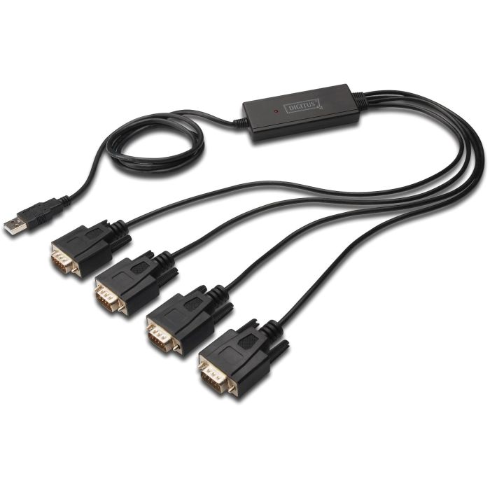 Digitus Cable de Conexión USB 2.0 a 4x RS232, 1.5m, Negro 1