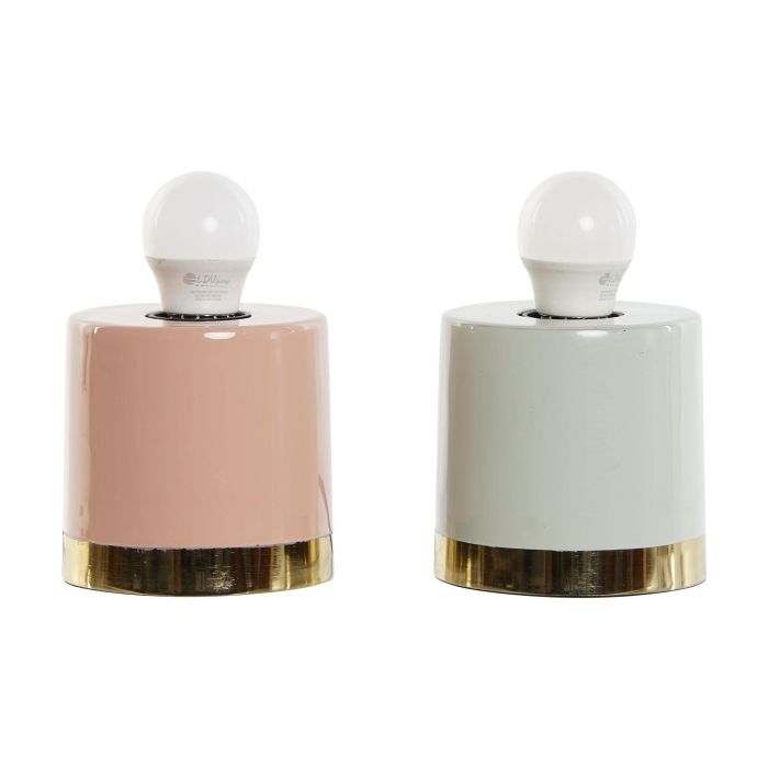 DKD Home Decor Lámpara Sobremesa Urban Coral Verde Jade Metal 10 x 10 x 10 cm 4