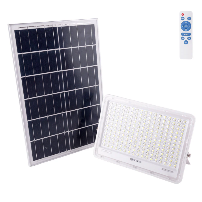 Proyector LED Solar 300W 6500K Panel 6V/25W Batería 3,2V/20000mAh Control Remoto HO-SOLARFL-300W-02