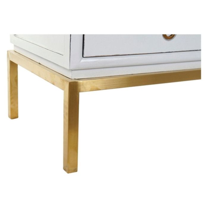 DKD Home Decor Armario Oriental Kamakura Blanco Dorado 120 x 50 x 175 cm Álamo Metal