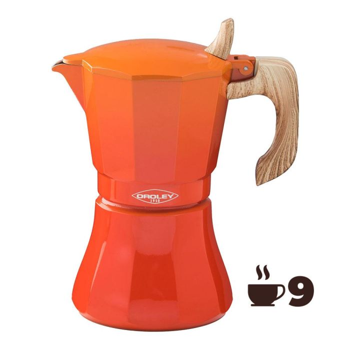 Cafetera de aluminio de 9 tazas modelo "petra" color naranja