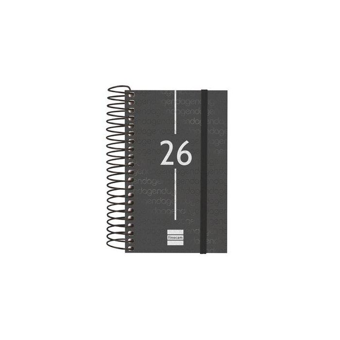 Finocam Agenda Espiral E3-79x127 mm 1Dp Tapa PP Negro 2026