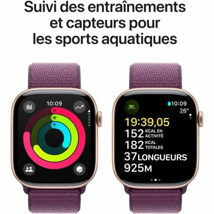 Apple Watch Series 10 GPS - 46 mm - Caja de aluminio en oro rosa - Correa deportiva color ciruela 3