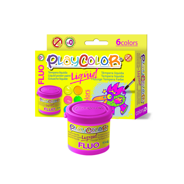 Tempera Liquida Playcolor Liquid Fluo 40 mL Caja 6 Unidades Colores Surtidos