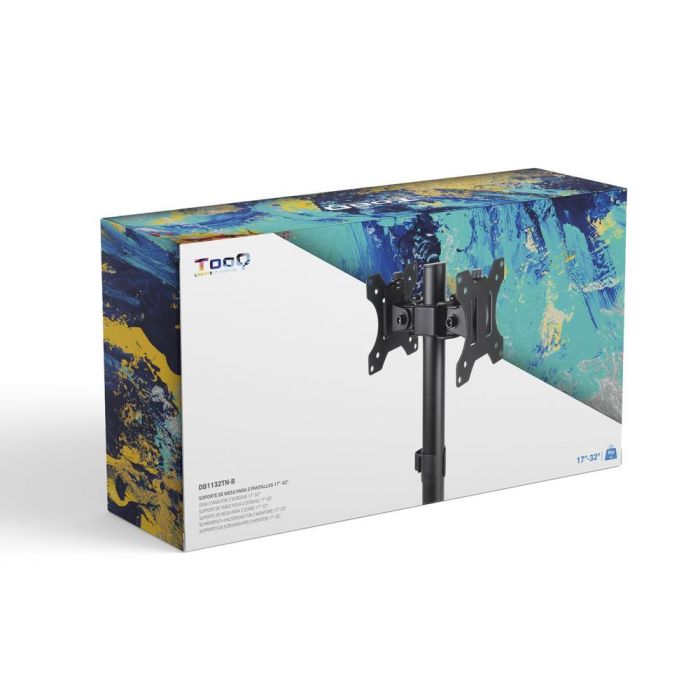 TOOQ SOPORTE MESA 2 PANTALLAS GIRA INCLI 17-32 NEGRO 2