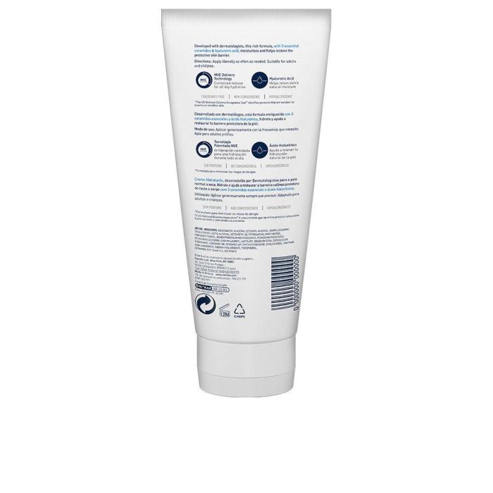 Cerave Crema Hidratante Rostro y Cuerpo con Ácido Hialurónico y Ceramidas Esenciales, Piel Seca a Muy Seca, 170 gr 1 Cerave Crema Hidratante Rostro y Cuerpo con Ácido Hialurónico y Ceramidas Esenciales, Piel Seca a Muy Seca, 170 gr 1