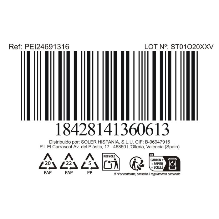 Inde Tarro de Cocina 'Peixe', Jarra de Almacenamiento, Ø13 x 15.5 cm (Dimensiones: 14.1 x 16.5 x 14 cm) (24 Unidades)