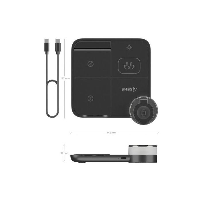 Estación de Carga Inalámbrica Qi Aisens ASCH-15W4WC062-BK/ 1xUSB Tipo-C/ 15W/ 5W/ Negro 4 Estación de Carga Inalámbrica Qi Aisens ASCH-15W4WC062-BK/ 1xUSB Tipo-C/ 15W/ 5W/ Negro 4