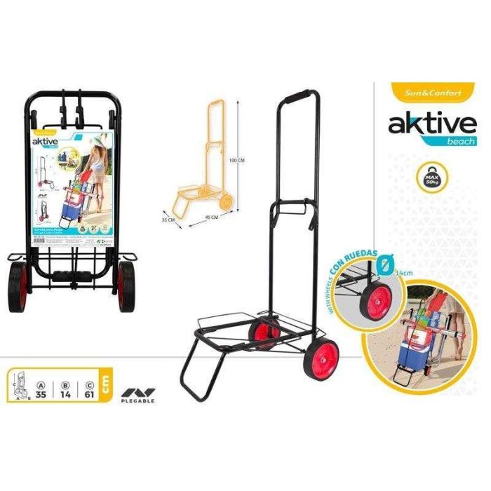 Carro arrastre multiuso de playa. soporta 50 kg 35x14x61 cm 15 Carro arrastre multiuso de playa. soporta 50 kg 35x14x61 cm 15