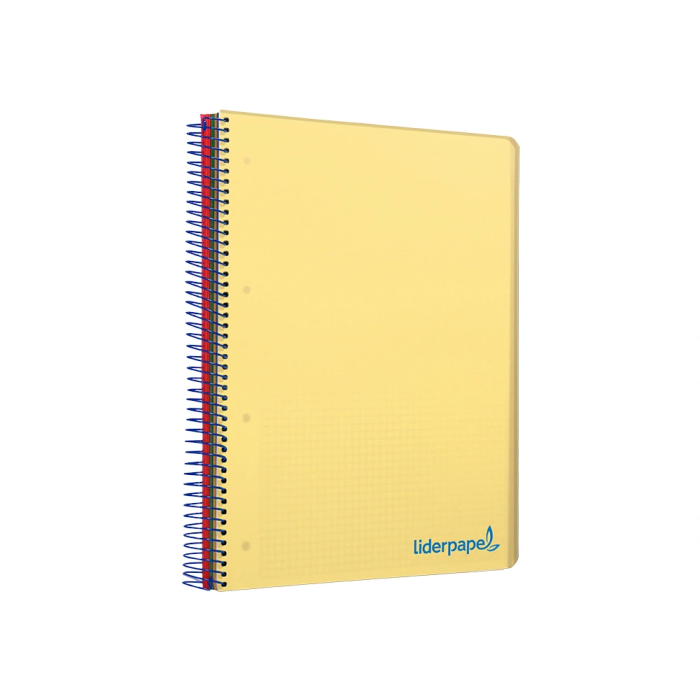 Liderpapel Cuaderno espiral A5 micro wonder tapa plástico 120h 90gr cuadro 5mm 5 bandas 6 taladros color amarillo 4